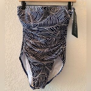 NWT MIRACLESUIT Lanai Avante Midnight Blue Strapless One Piece Swimsuit Size 8